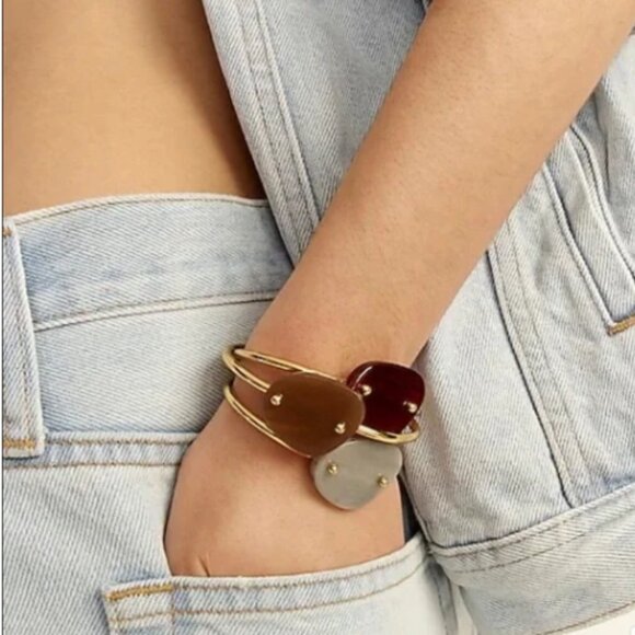 NEW! J.Crew Acetate Stone Open Cuff Bangle Distant Grey - OS - Picture 2 of 6